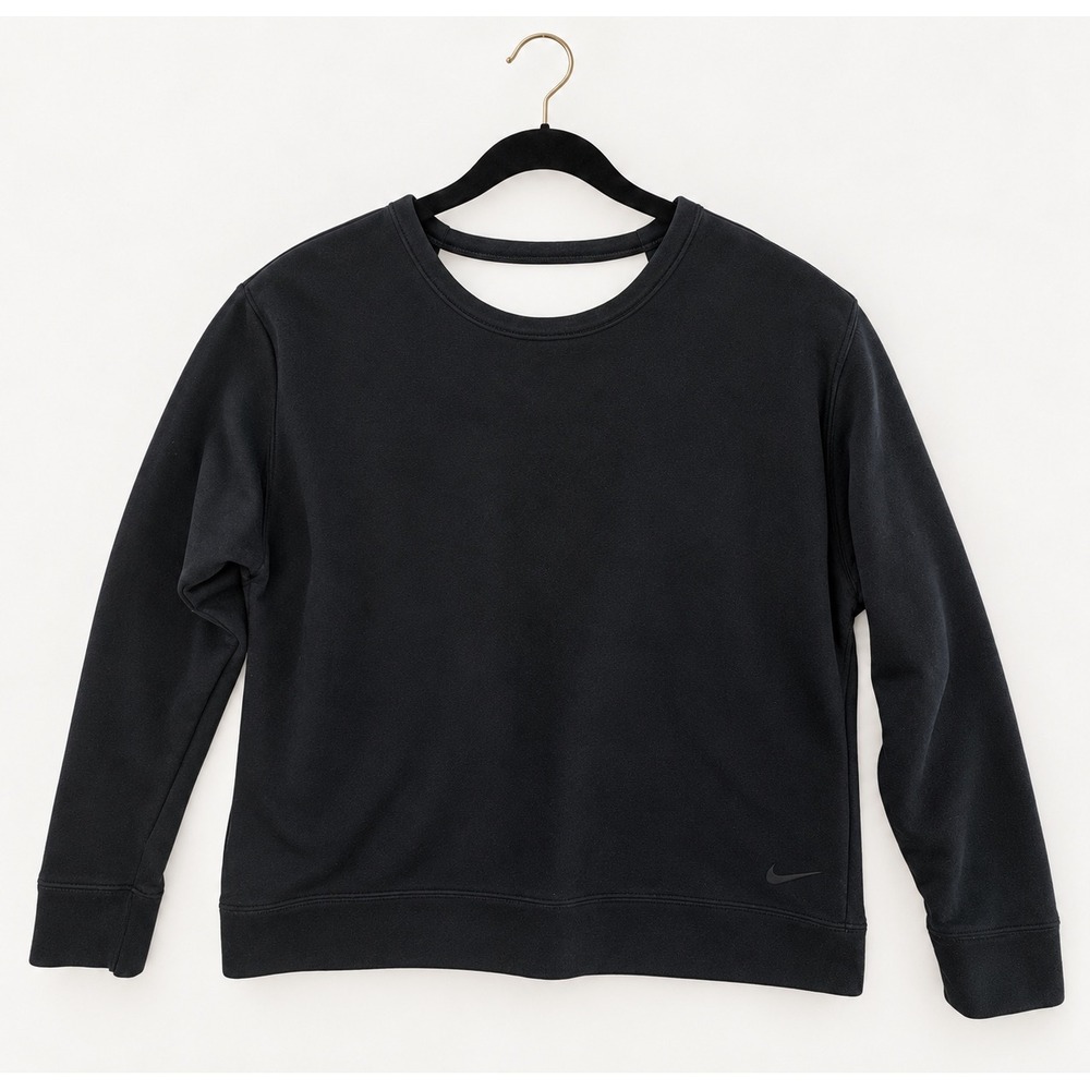 Nike Womens Training Open Back Mesh Sweatshirt Black 839926-010 L